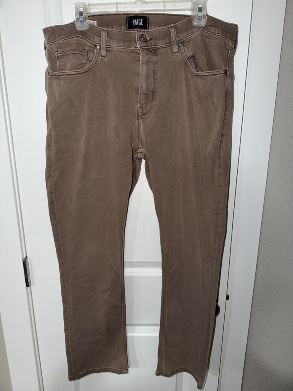 PAIGE Federal Taupe Straight Leg Jeans